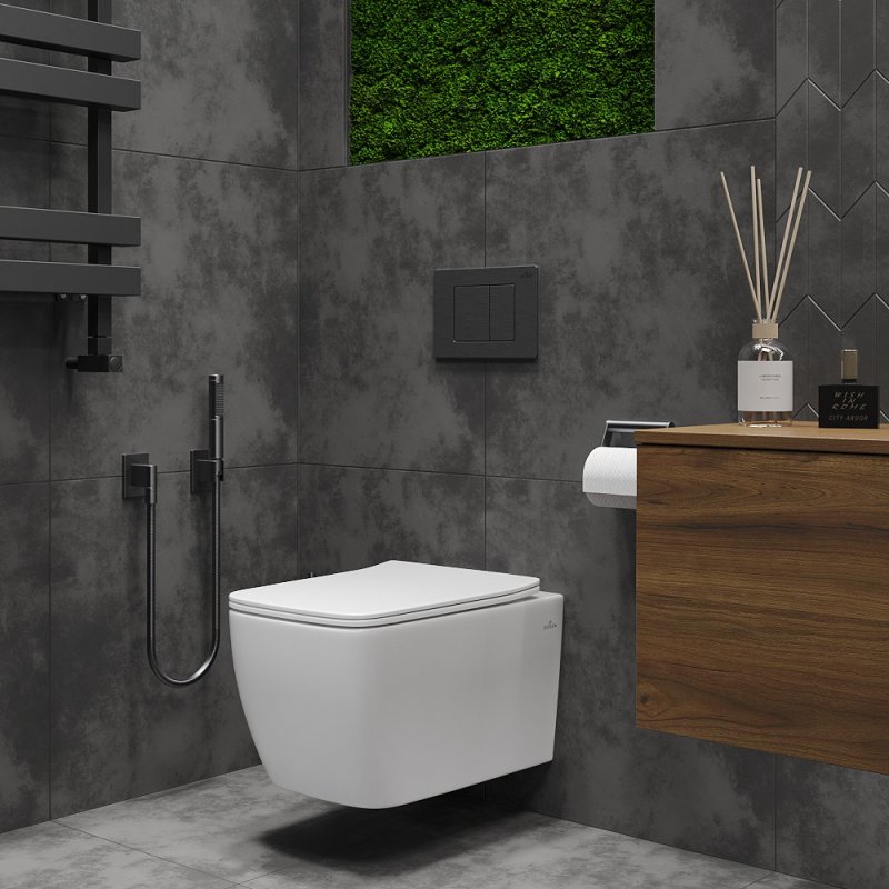 Подвесной унитаз Roxen Cube Bidet 530135-01X Rimless Soft Close с функцией биде